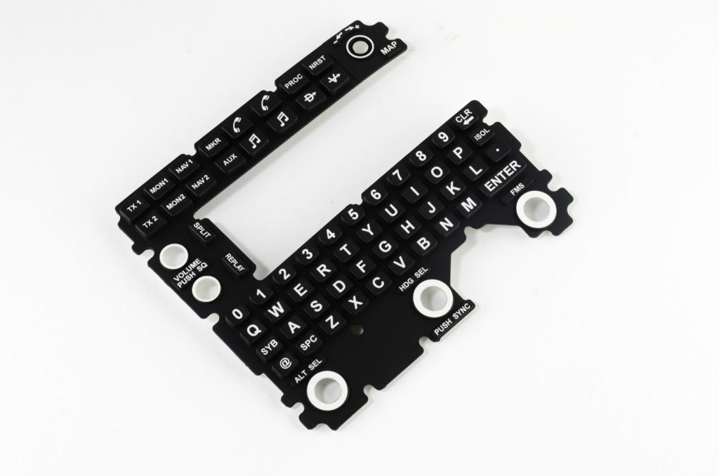 Silicone rubber keypad designed, engineered, and manufactured for an aerospace client